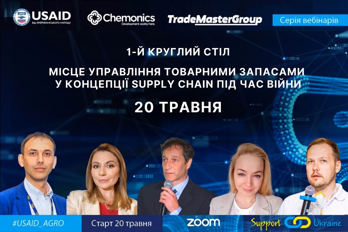 Перший круглий стіл щодо ВІДНОВЛЕННЯ ЛАНЦЮГІВ ПОСТАЧАННЯ ГАЛУЗІ ХАРЧОВОЇ ПРОМИСЛОВОСТІ  відбудеться 20 травня 2022 р.